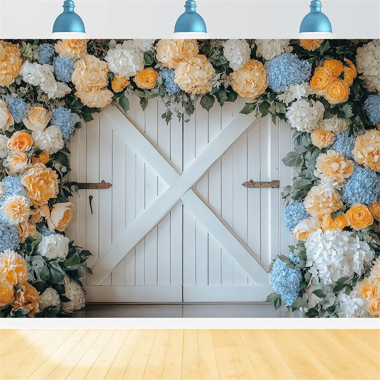 Barn Door Backdrops Flowers Door Decor Backdrop UK CSH4-228
