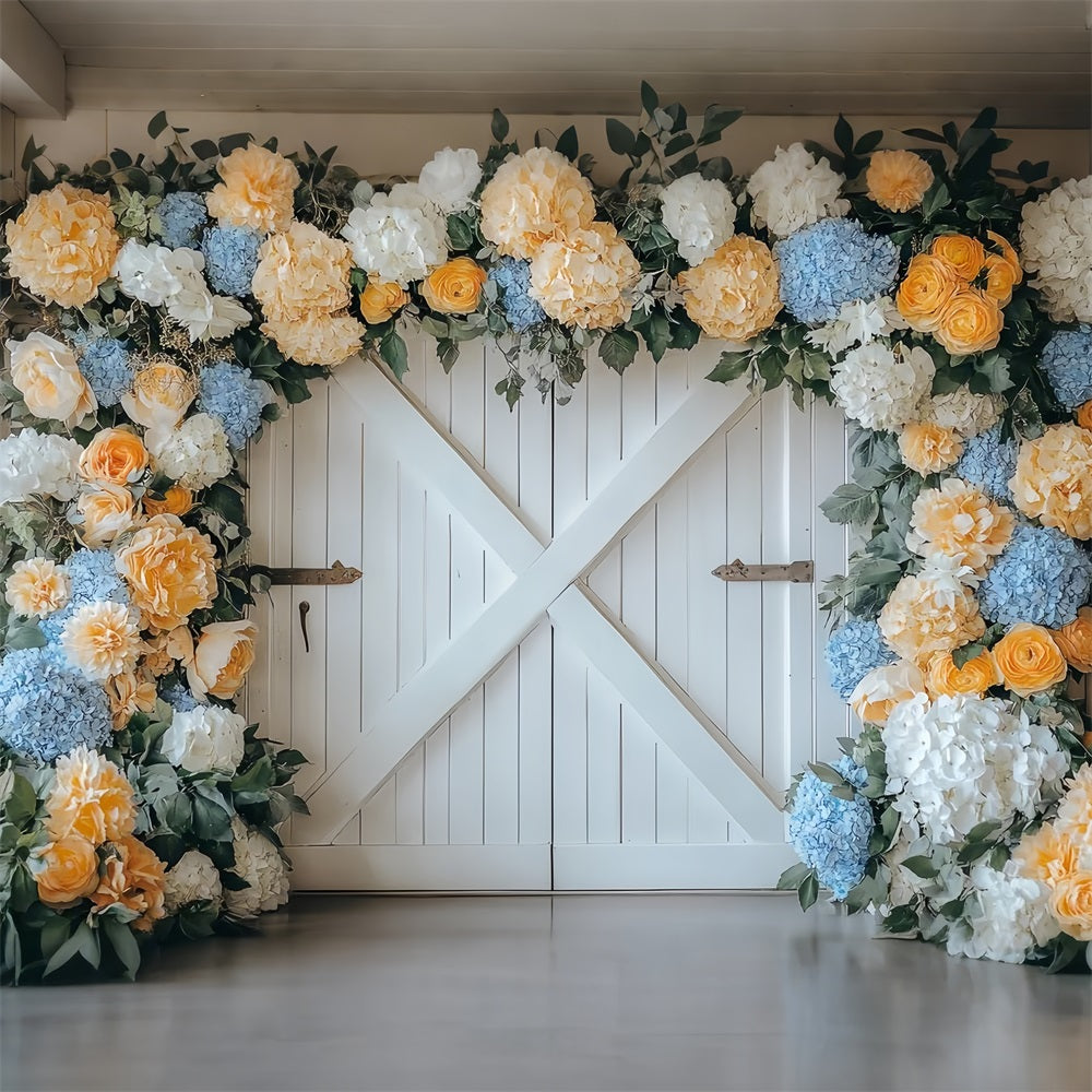Barn Door Backdrops Flowers Door Decor Backdrop UK CSH4-228