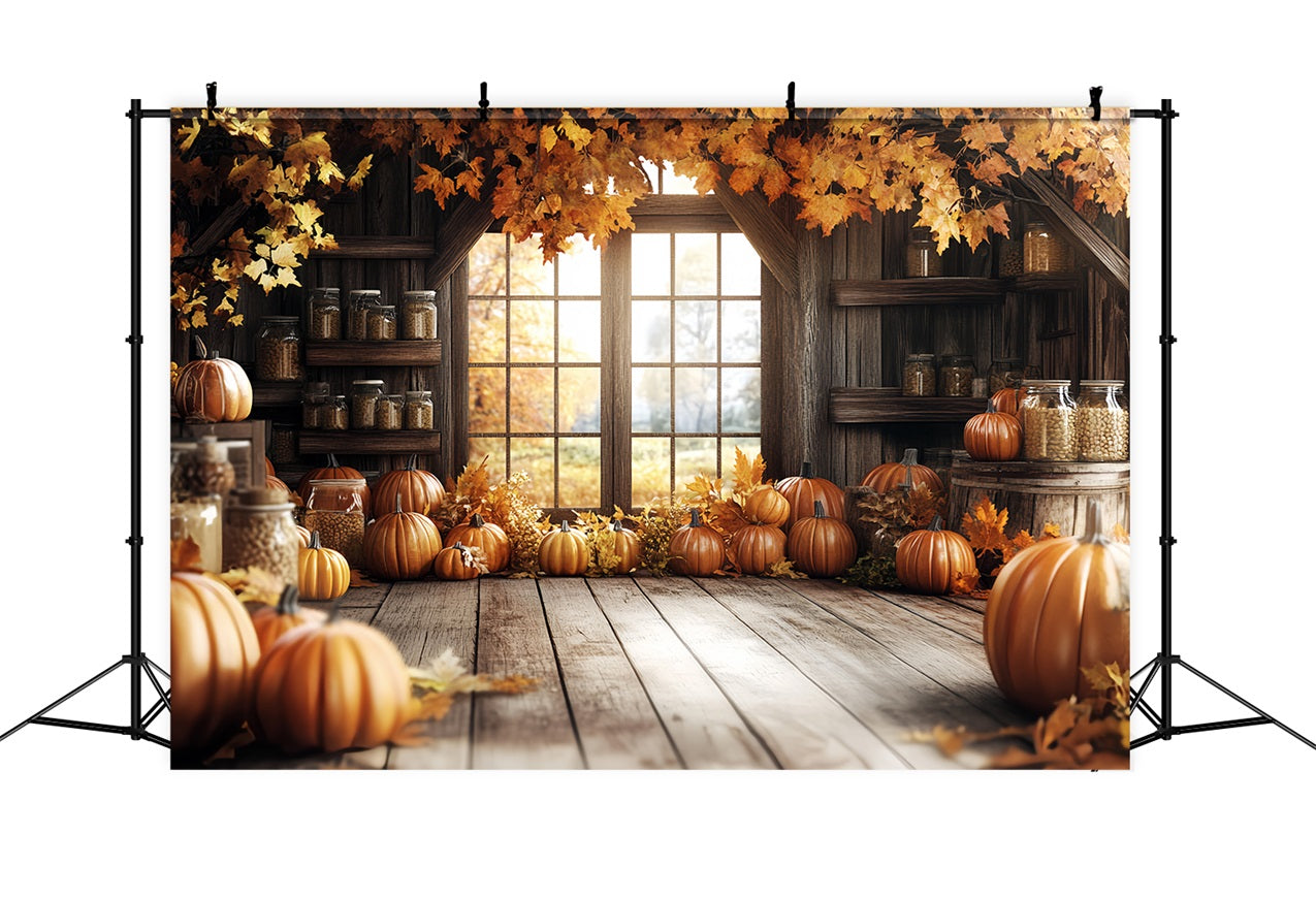 Rustic Barn Backdrop Autumn Pumpkins Backdrop UK CSH4-229
