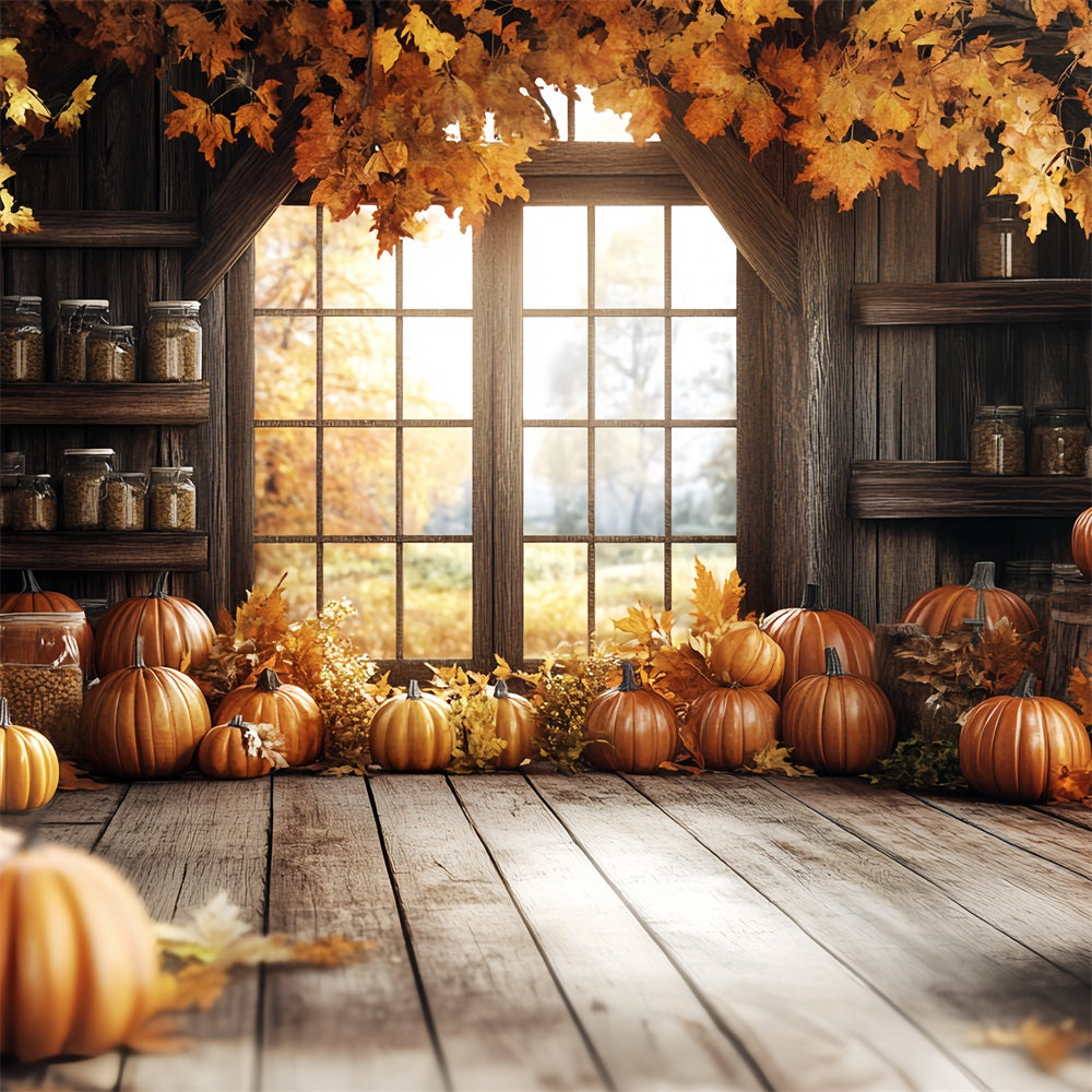 Rustic Barn Backdrop Autumn Pumpkins Backdrop UK CSH4-229