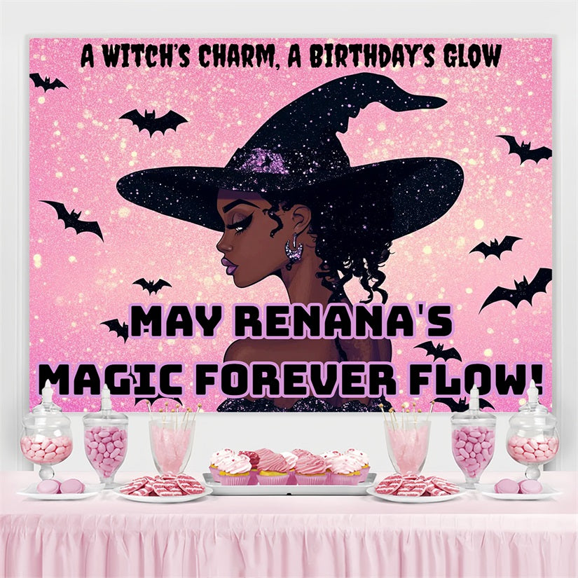 Personalised Backdrop Birthday Sparkle Enchanted Witch Backdrop UK CSH4-23