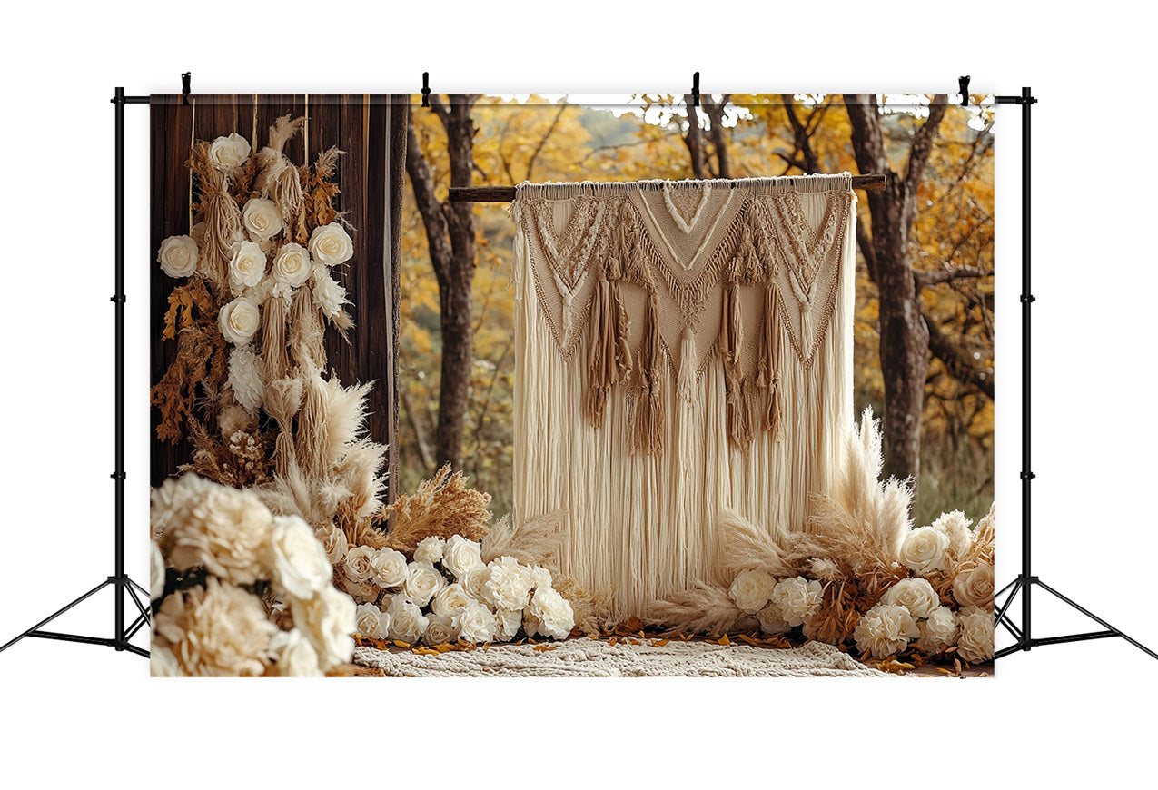 Boho Photo Backdrop Fall Macrame Floral Backdrop UK CSH4-232