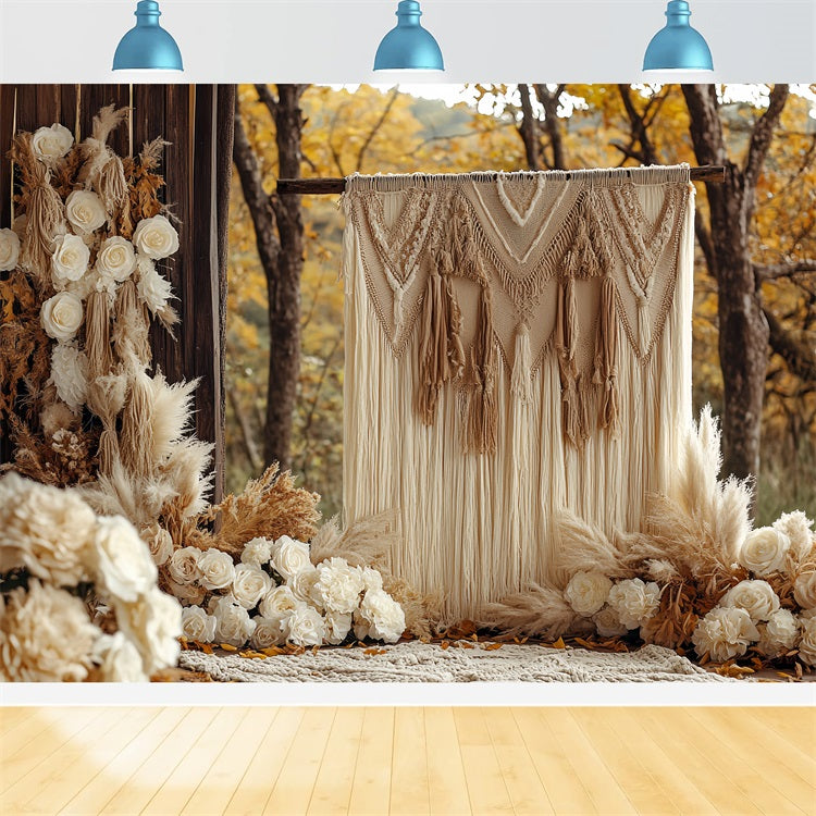 Boho Photo Backdrop Fall Macrame Floral Backdrop UK CSH4-232
