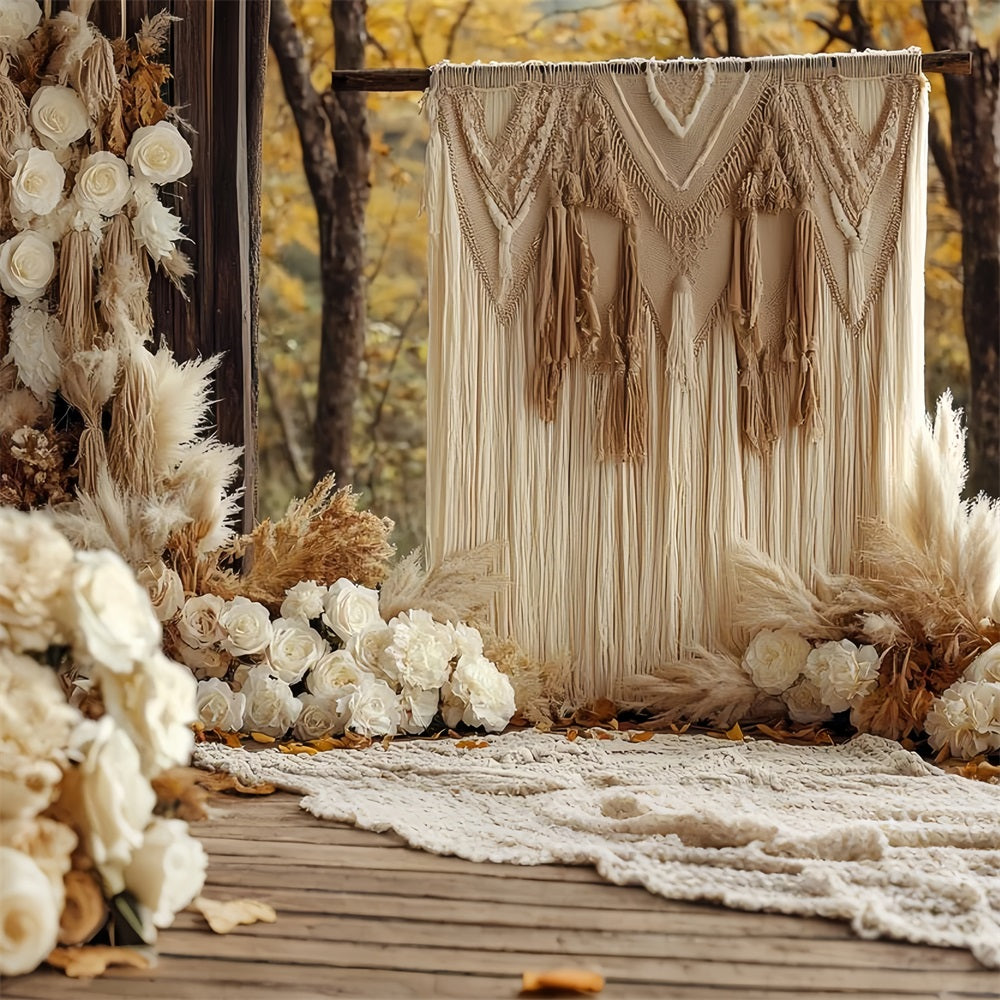 Boho Photo Backdrop Fall Macrame Floral Backdrop UK CSH4-232
