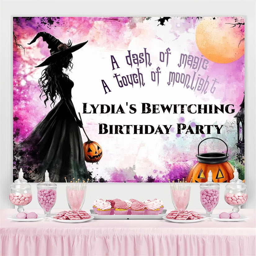 Personalized Backdrops Birthday Halloween Moonlight Witch Backdrop UK CSH4-24