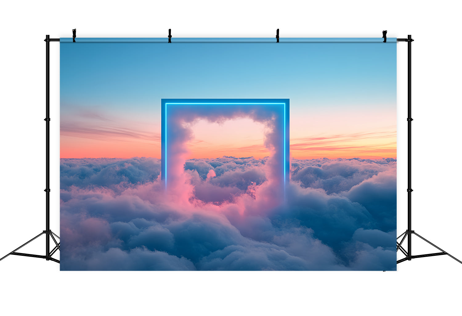 Clouds Photography Backdrop Dreamy Skies Neon Frame Backdrop UK CSH4-240