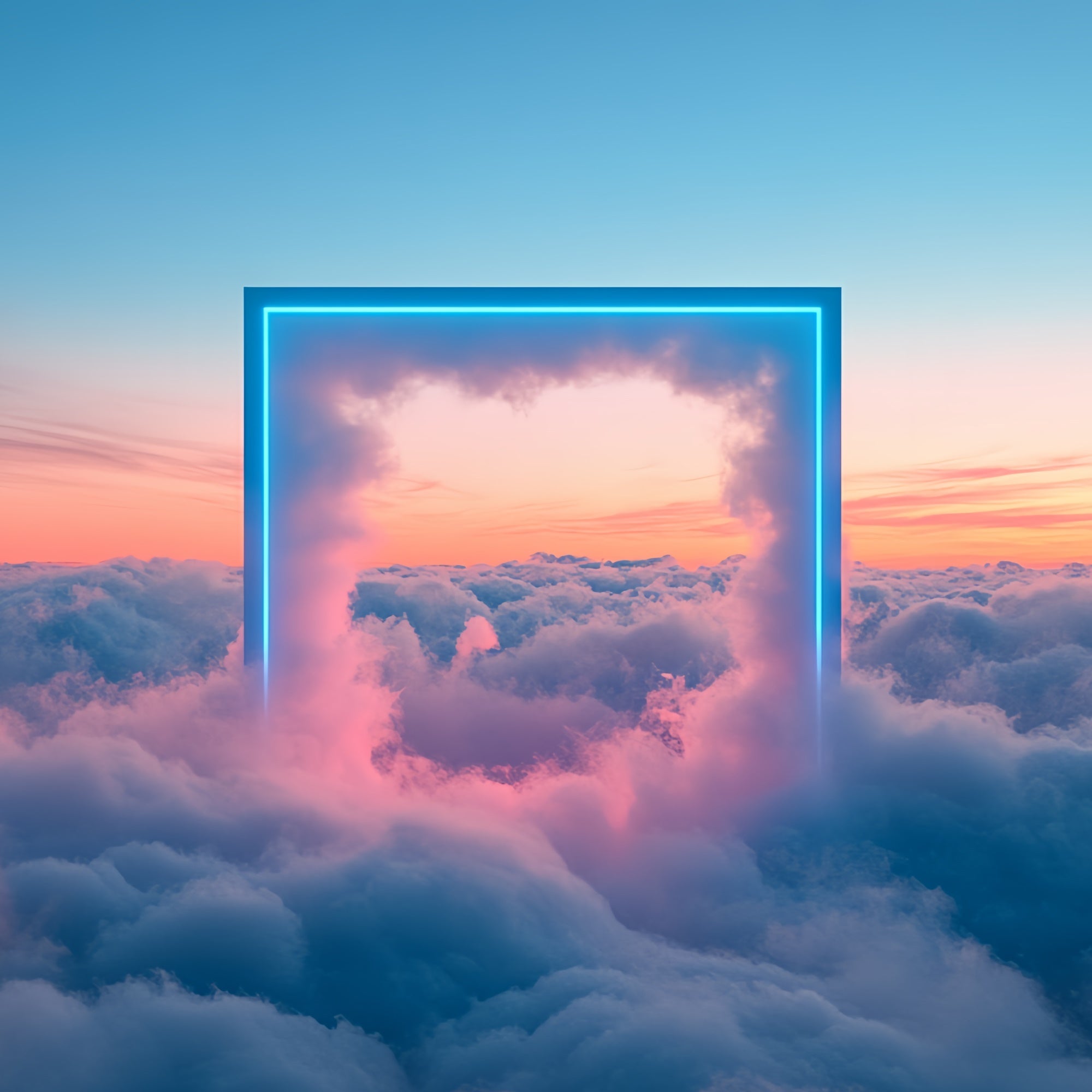 Clouds Photography Backdrop Dreamy Skies Neon Frame Backdrop UK CSH4-240