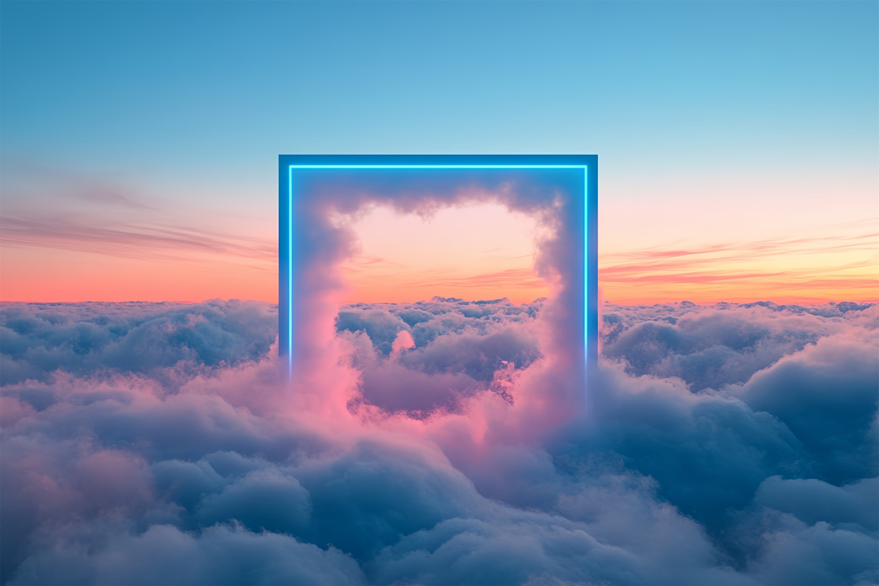 Clouds Photography Backdrop Dreamy Skies Neon Frame Backdrop UK CSH4-240