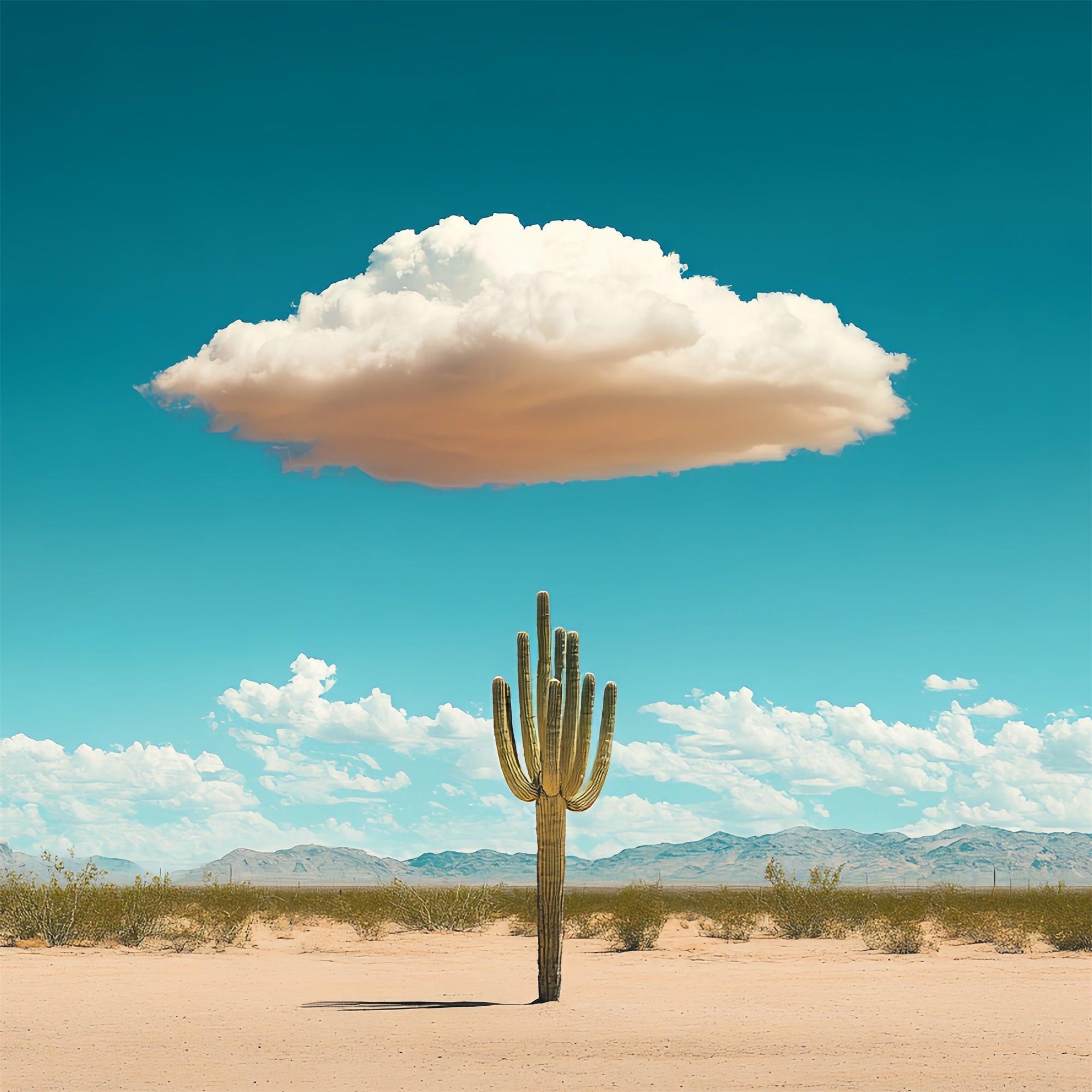 Blue Sky Photo Backdrop Desert Cactus Puffy Cloud Backdrop UK CSH4-241