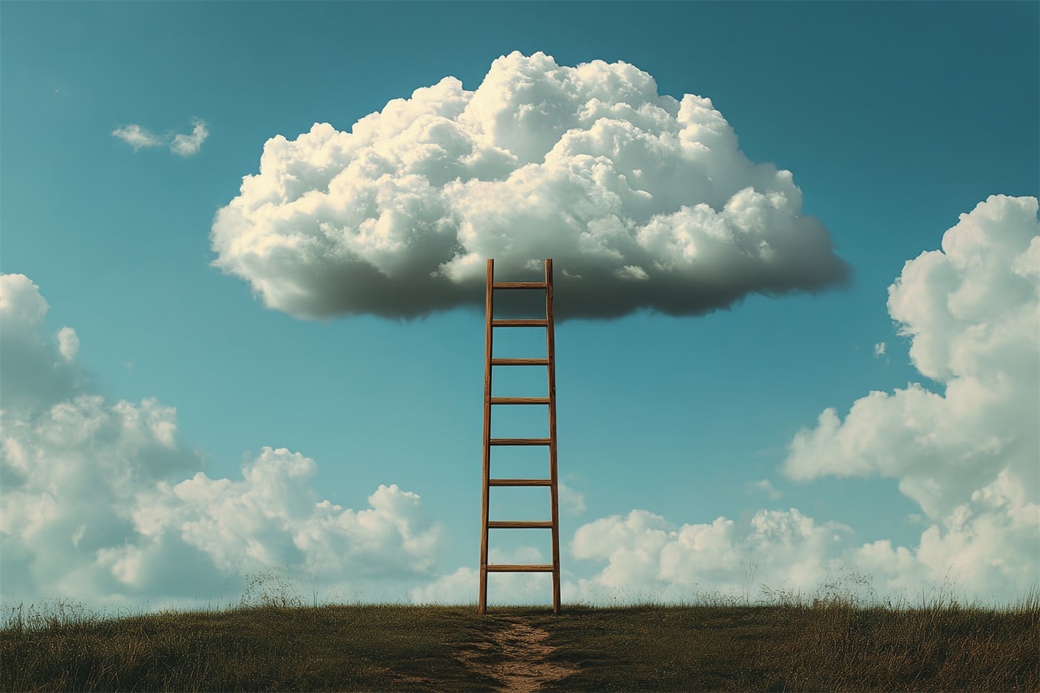 Sky With Clouds Backdrop Floating Cloud Ladder Backdrop UK CSH4-244