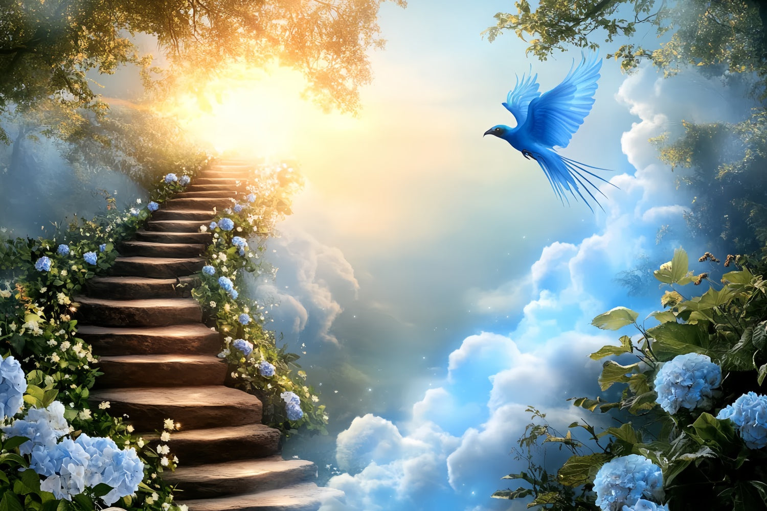 Sky Backdrop Photoshoot Blooming Path Soaring Bird Backdrop UK CSH4-248