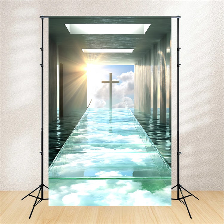 Sky And Cloud Backdrop Cloud Reflections Cross Backdrop UK CSH4-249