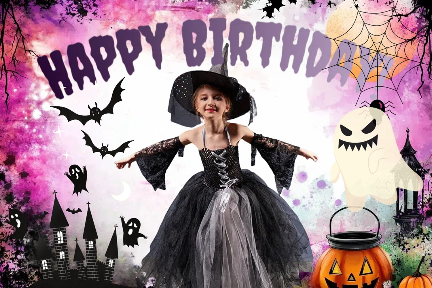 Custom Backdrops For Birthdays Halloween Castle Ghost Backdrop UK CSH4-25