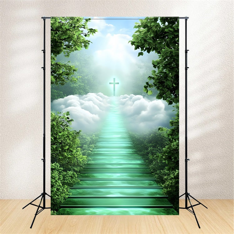 Clouds Photo Backdrop Peaceful Forest Cross Trail Backdrop UK CSH4-250