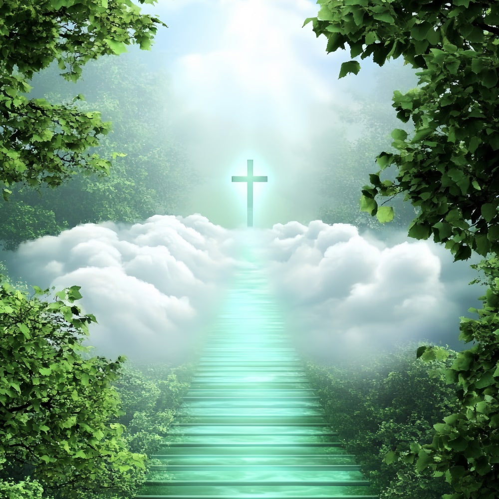 Clouds Photo Backdrop Peaceful Forest Cross Trail Backdrop UK CSH4-250