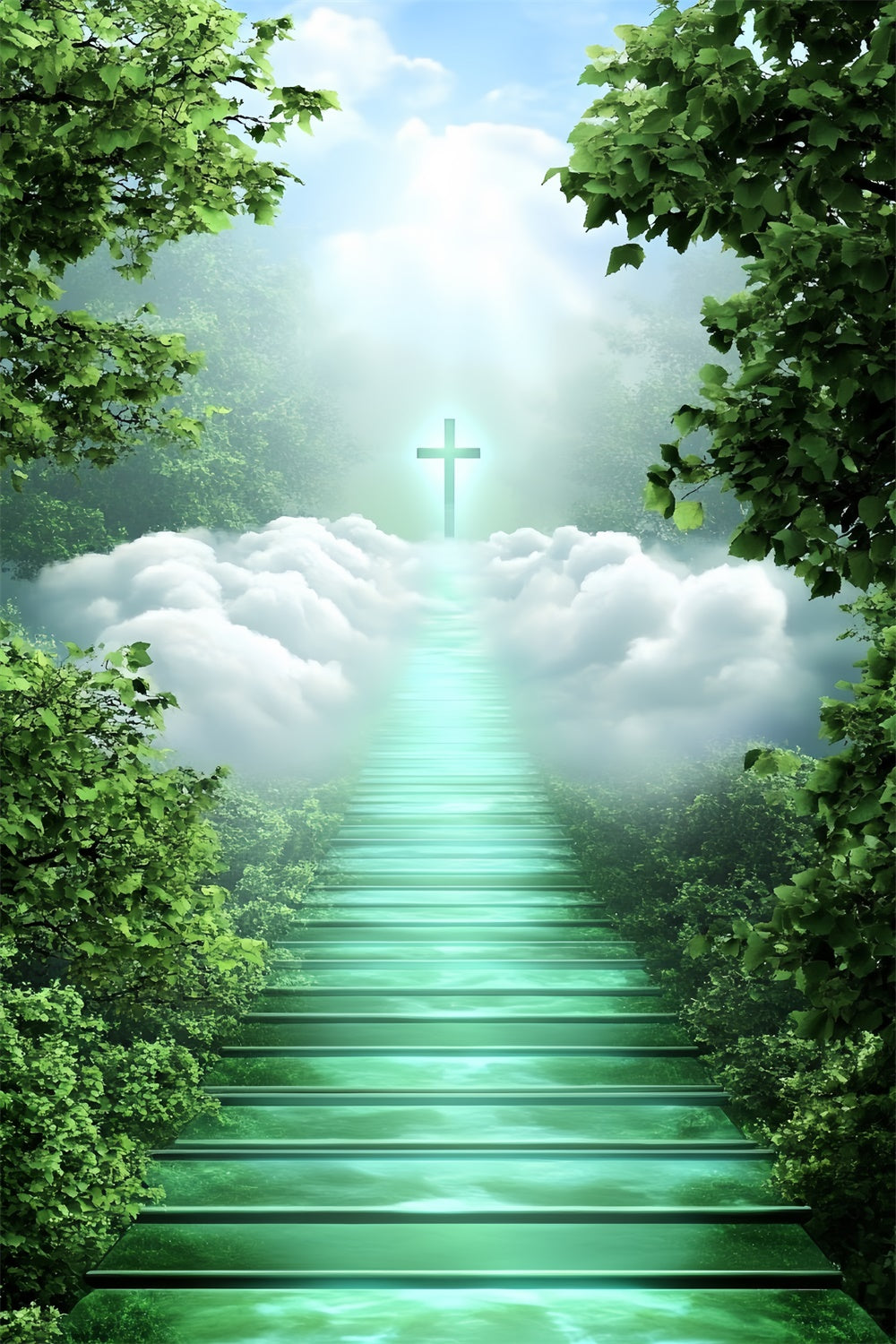 Clouds Photo Backdrop Peaceful Forest Cross Trail Backdrop UK CSH4-250