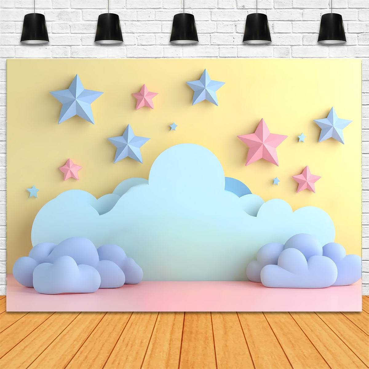 Clouds Photo Backdrop Soft Cloud Cartoon Stars Backdrop UK CSH4-257