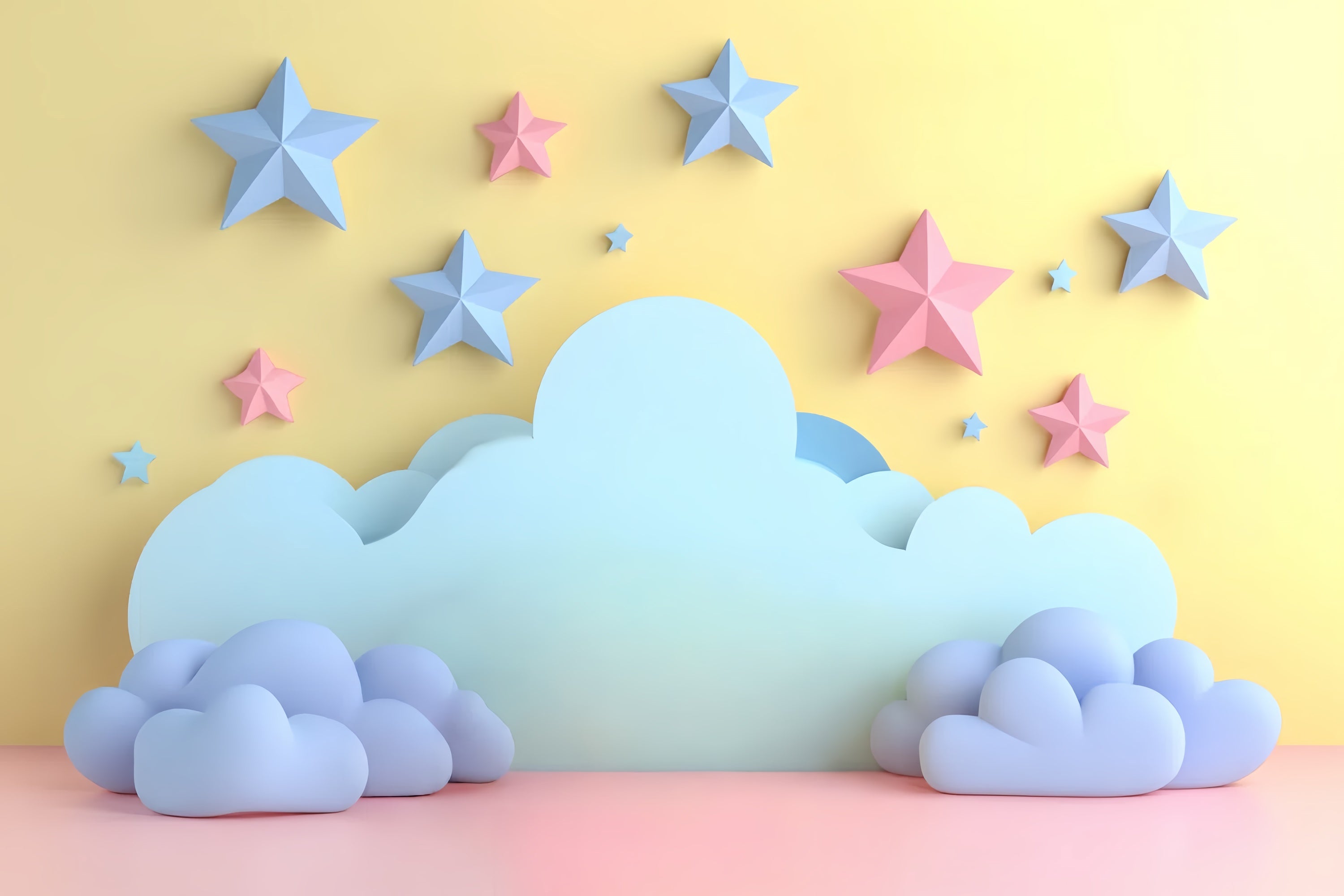 Clouds Photo Backdrop Soft Cloud Cartoon Stars Backdrop UK CSH4-257