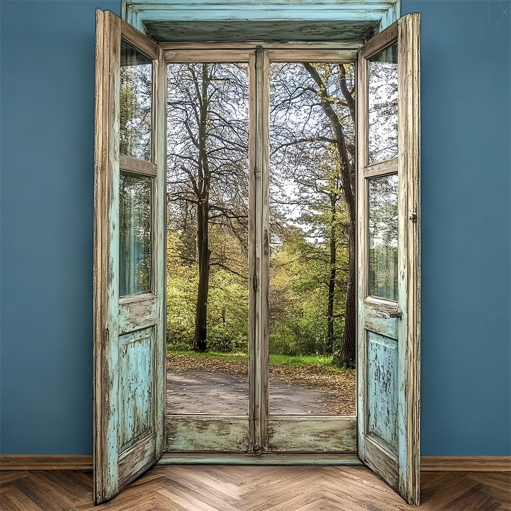 Vintage Photo Backdrop Distressed Wooden Door Forest Backdrop UK CSH4-268