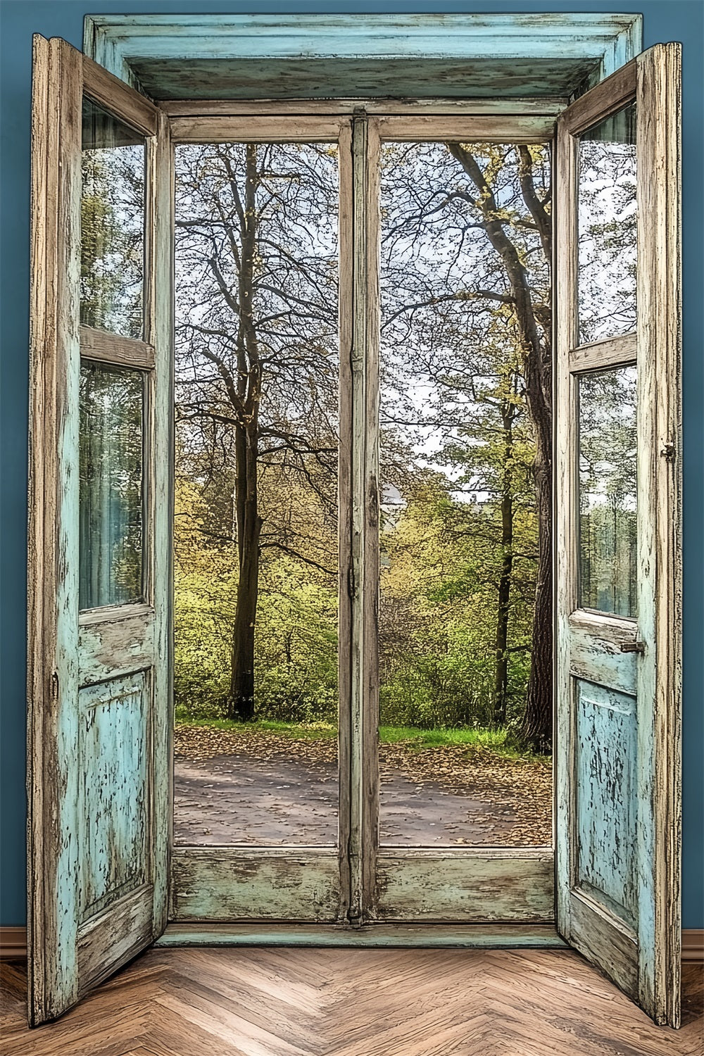 Vintage Photo Backdrop Distressed Wooden Door Forest Backdrop UK CSH4-268