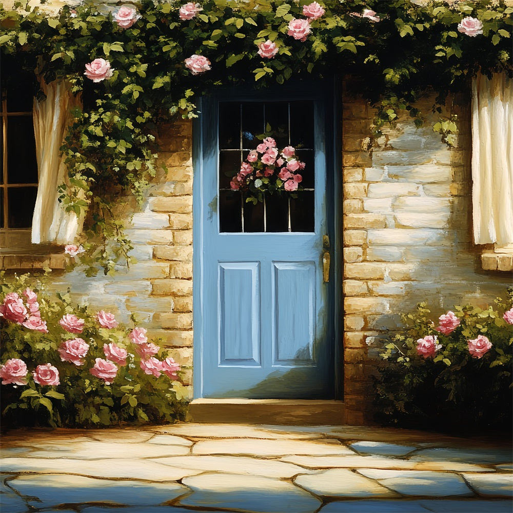 Vintage Photography Backdrops Brick Wall Climbing Roses Backdrop UK CSH4-270