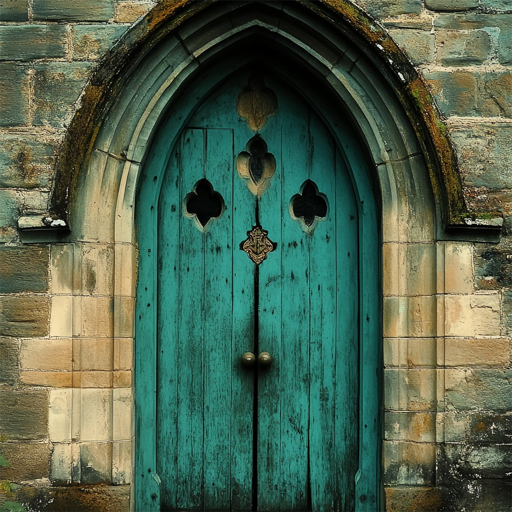 Victorian Backdrop Teal Wooden Door Vintage Backdrop UK CSH4-275