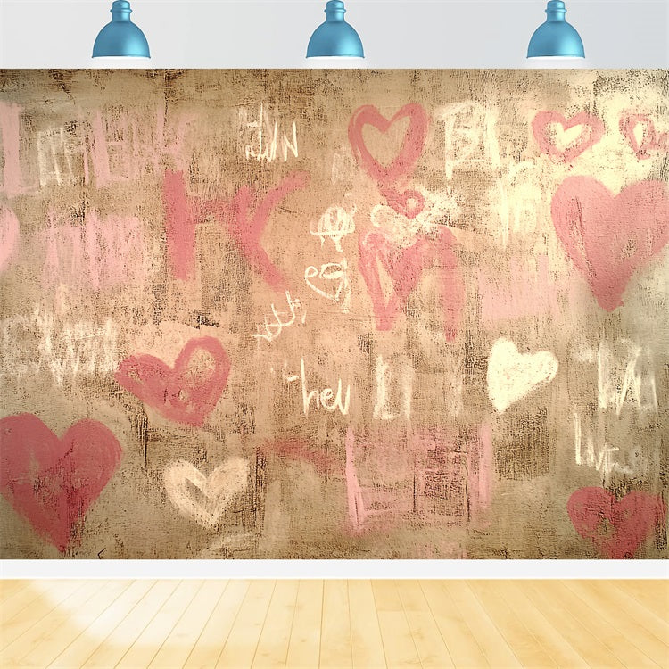 Vintage Wall Backdrop Graffiti Heart Pattern Backdrop UK CSH4-276