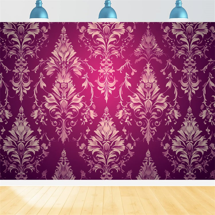 Backdrop Vintage Burgundy Damask Floral Pattern Backdrop UK CSH4-282
