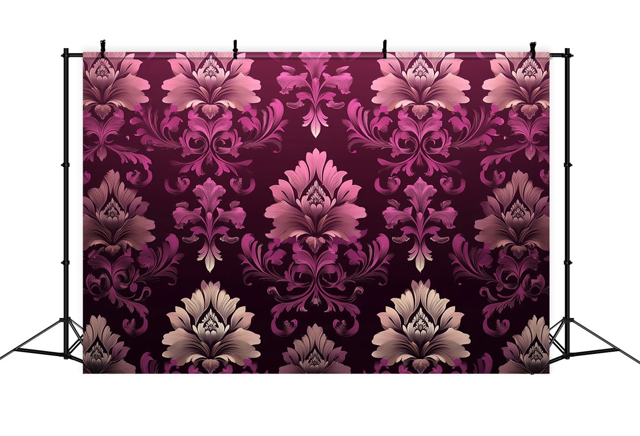 Classic Photo Backdrop Pink Floral Damask Backdrop UK CSH4-283