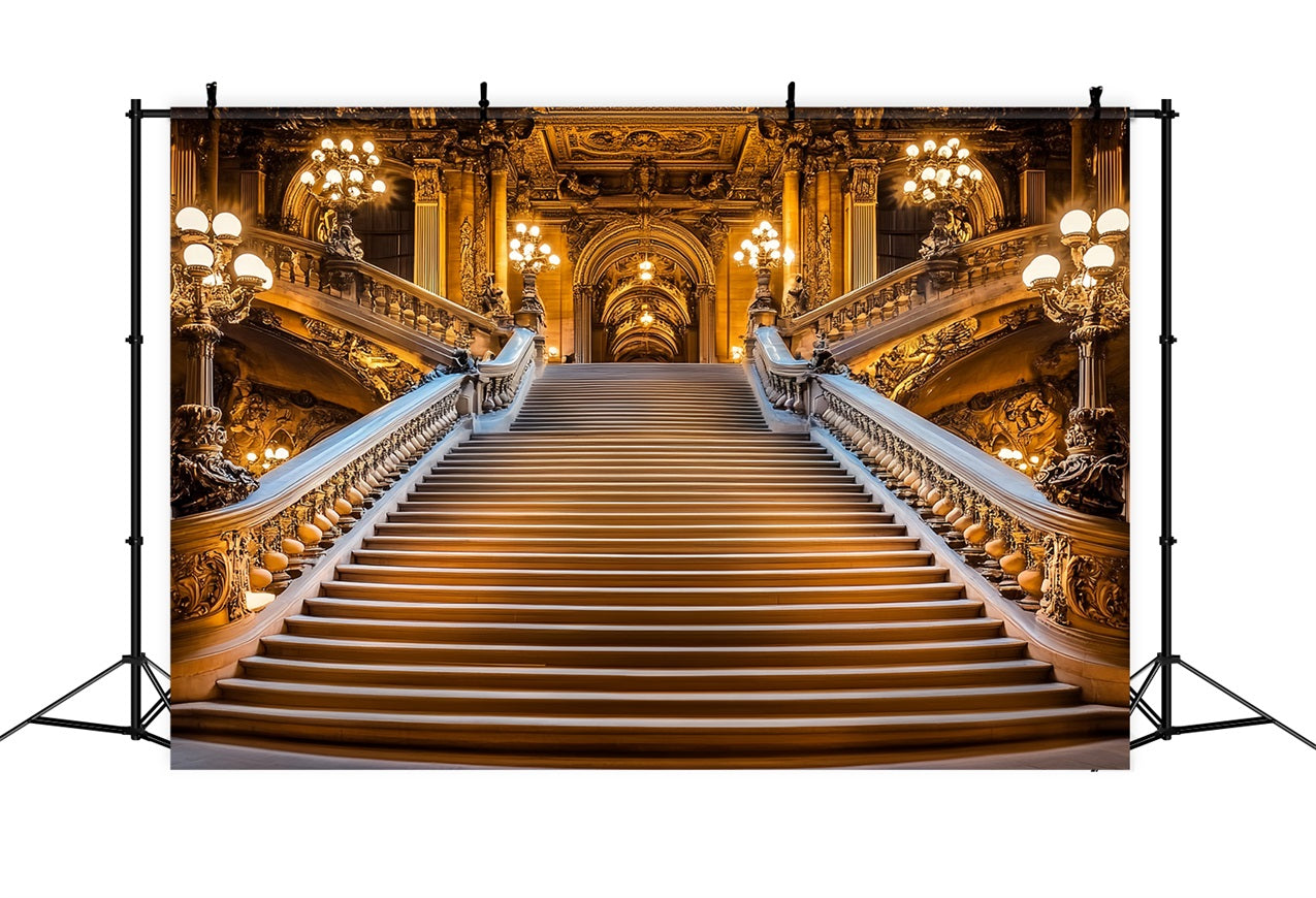 Victorian Backdrops Golden Stairway Palace Vintage Backdrop UK CSH4-284