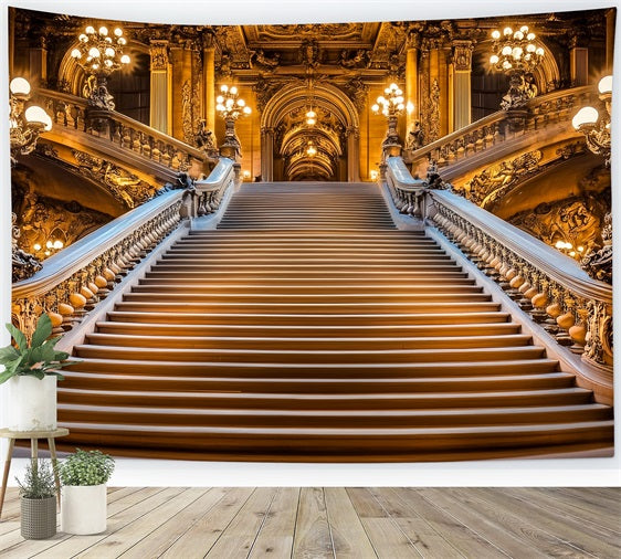 Victorian Backdrops Golden Stairway Palace Vintage Backdrop UK CSH4-284