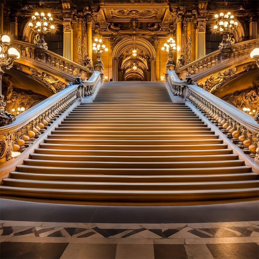 Victorian Backdrops Golden Stairway Palace Vintage Backdrop UK CSH4-284