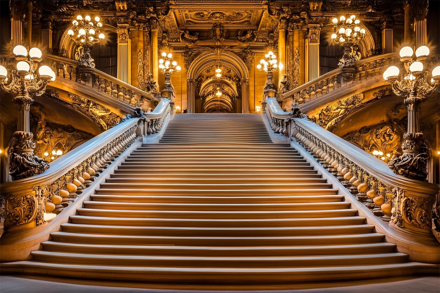 Victorian Backdrops Golden Stairway Palace Vintage Backdrop UK CSH4-284