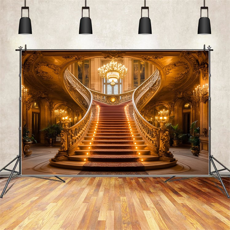 Victorian Photography Backdrop Red Carpeted Stairs Vintage Backdrops UK CSH4-285