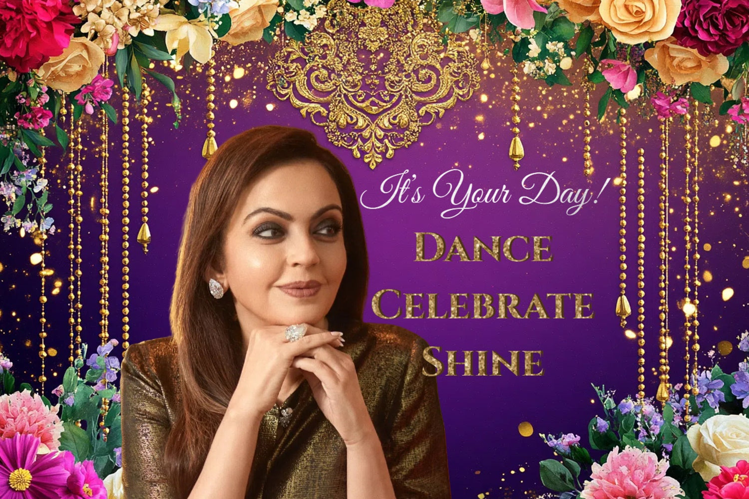 Customized Birthday Backdrop Elegant Purple Gold Glitter Backdrop UK CSH4-29