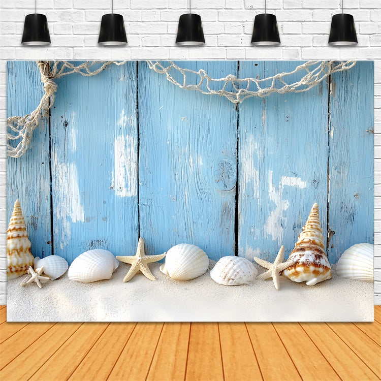 Vintage Backdrop Blue Wood Seaside Photography Backdrop UK CSH4-295