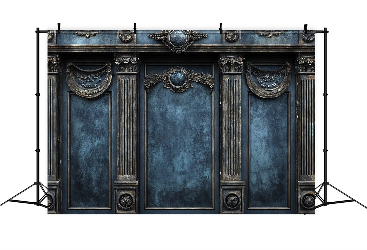 Retro Photo Backdrop Blue Royal Vintage Wall Backdrop UK CSH4-296