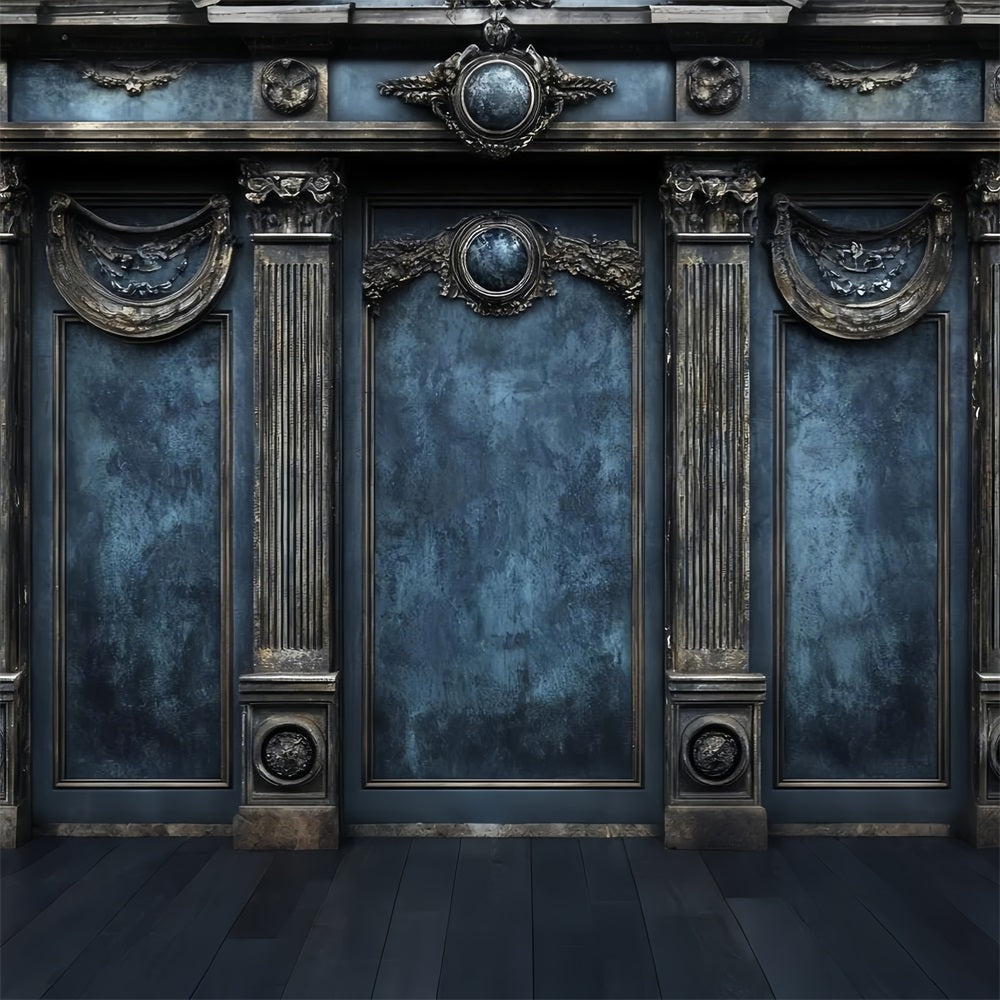 Retro Photo Backdrop Blue Royal Vintage Wall Backdrop UK CSH4-296