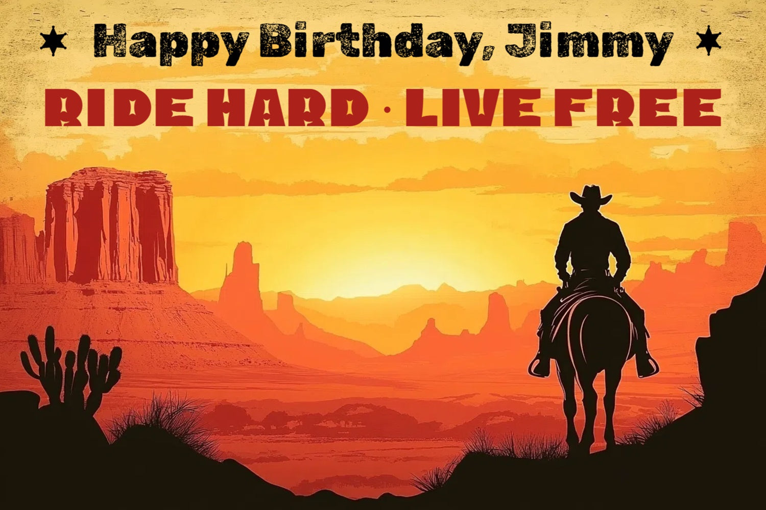 Personalized Birthday Backdrops Western Cowboy Sunset Ride Backdrop UK CSH4-30