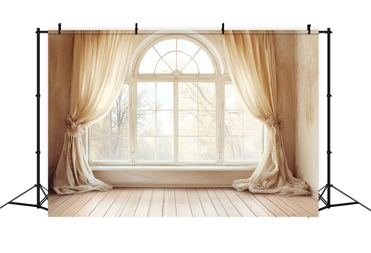 Photography Vintage Backdrops Cream Window Curtains Backdrop UK CSH4-314