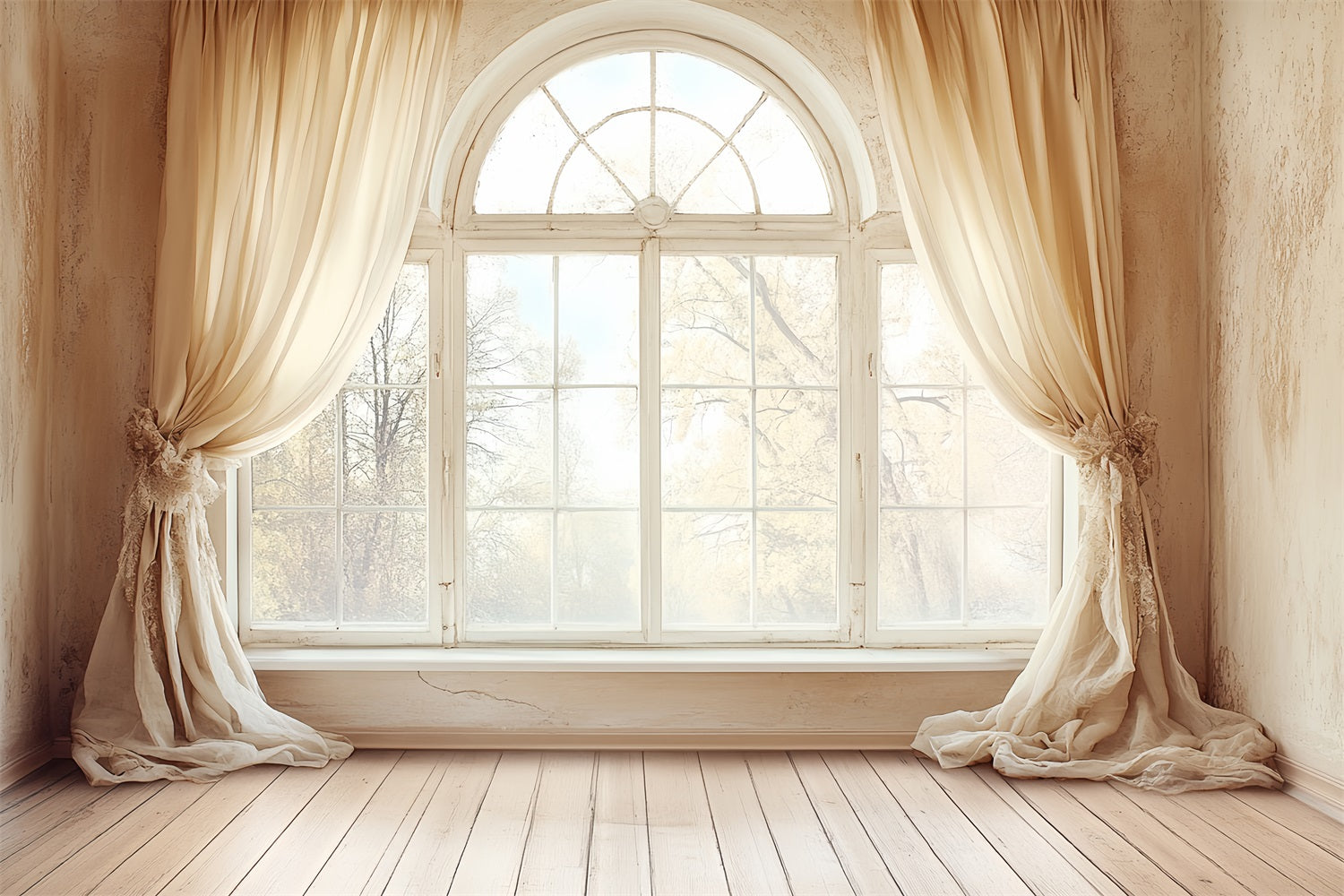 Photography Vintage Backdrops Cream Window Curtains Backdrop UK CSH4-314