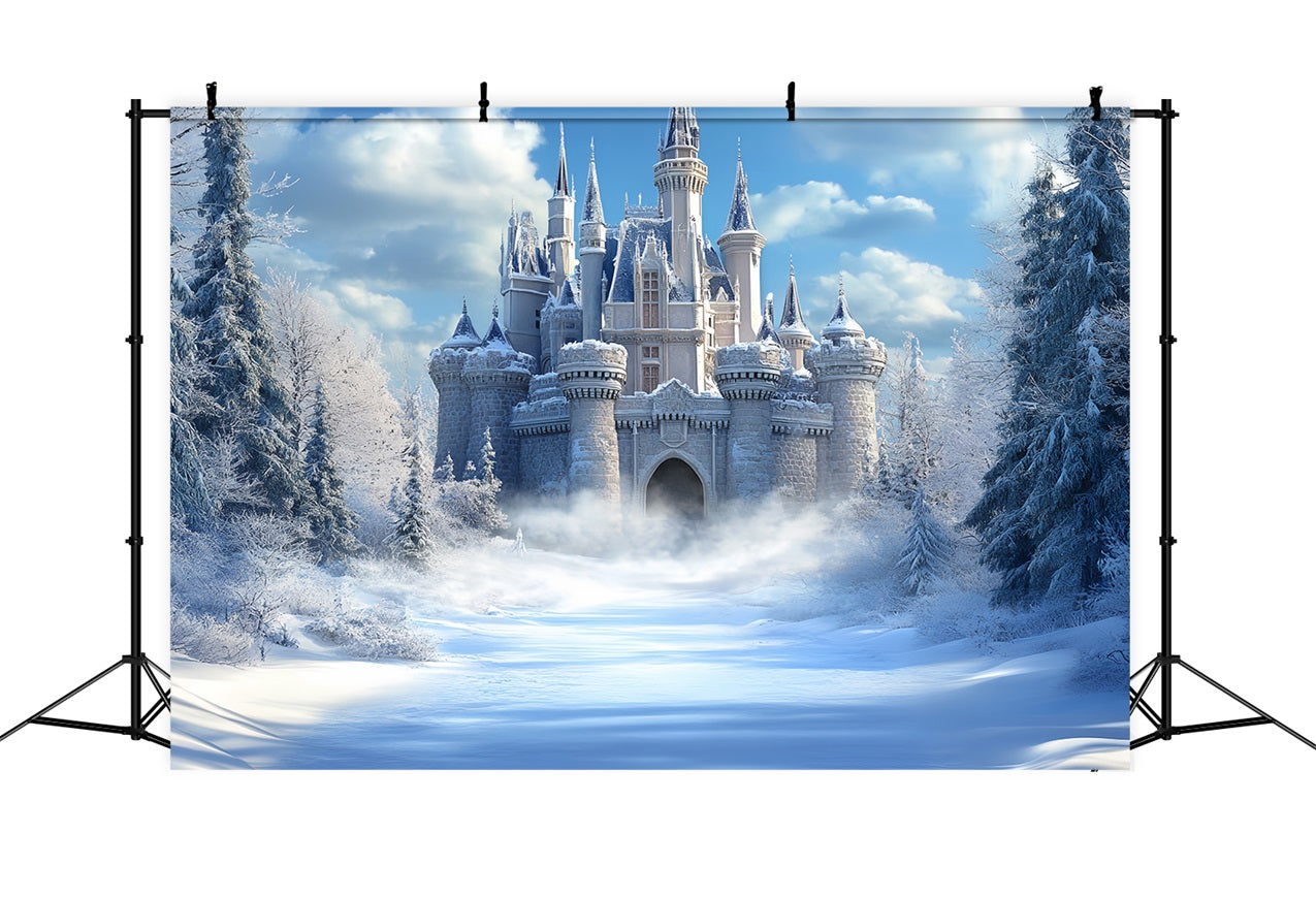 Winter Castle Backdrop Frozen Kingdom Bright Sky Backdrop UK CSH4-324