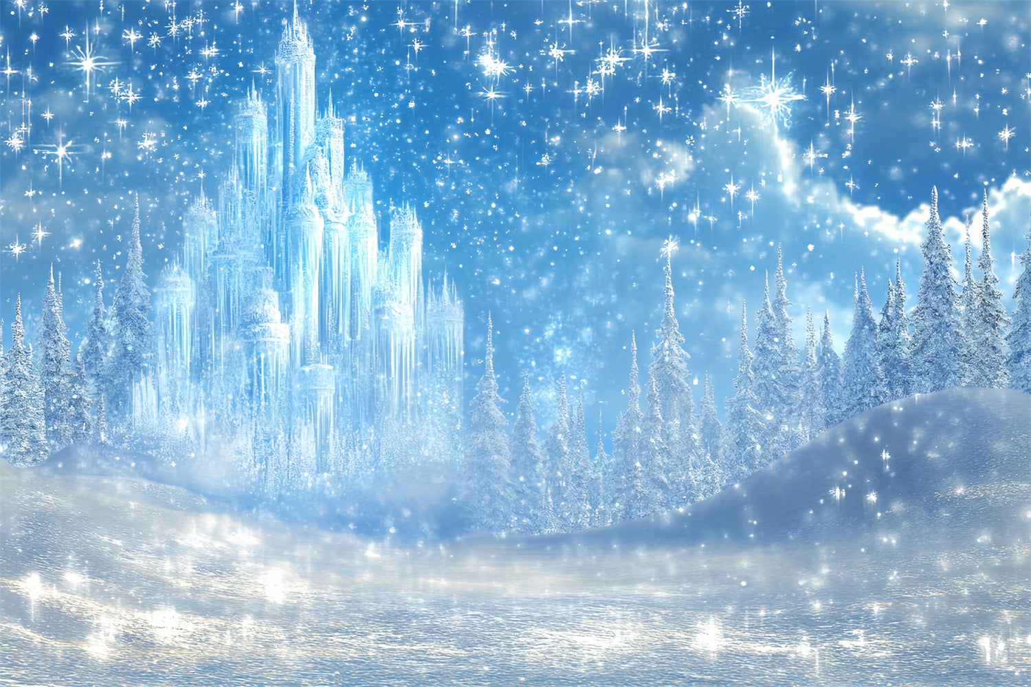 Ice Castle Backdrop Fairytale Snow Backdrop UK CSH4-325