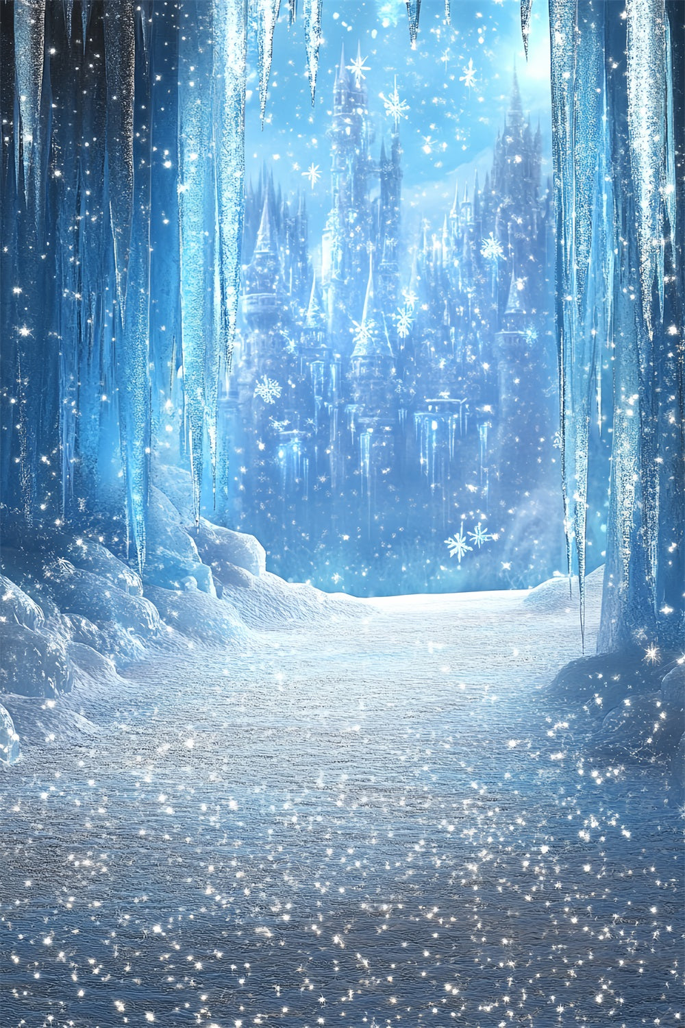 Frozen Castle Backdrop Sparkling Ice Path Backdrop UK CSH4-326