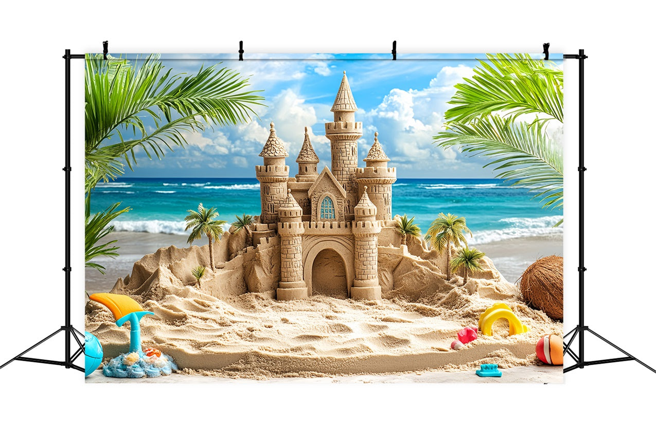 Castle Backdrop Summer Sandcastle Waves Backdrop UK CSH4-327