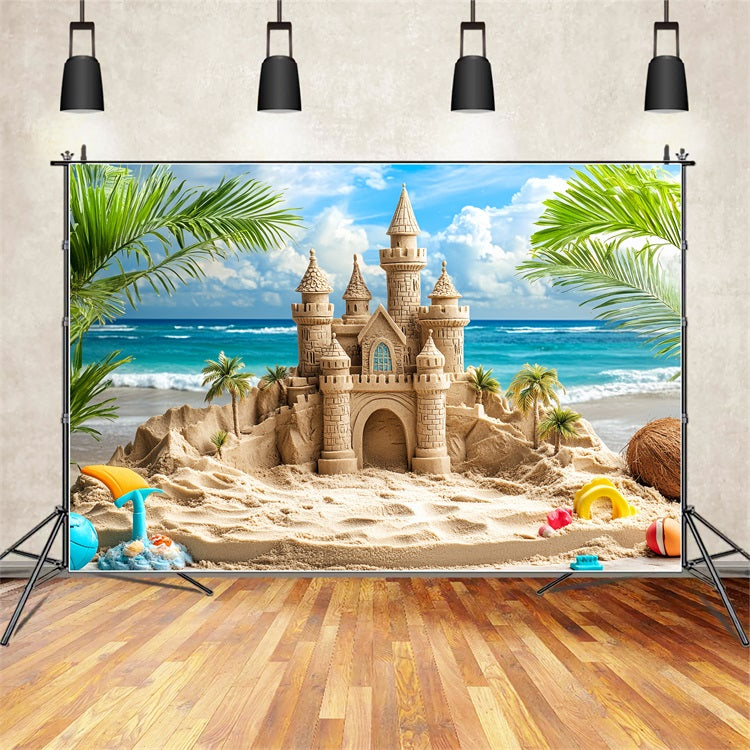 Castle Backdrop Summer Sandcastle Waves Backdrop UK CSH4-327