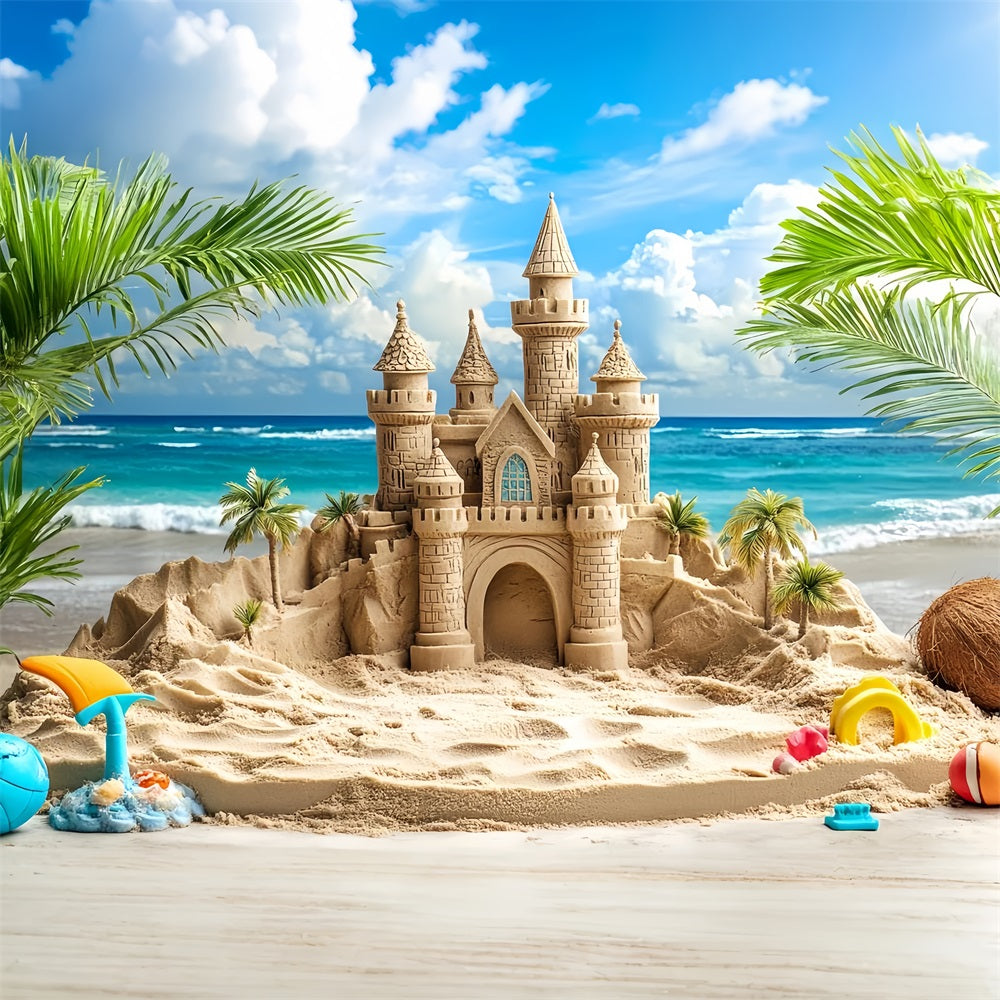 Castle Backdrop Summer Sandcastle Waves Backdrop UK CSH4-327