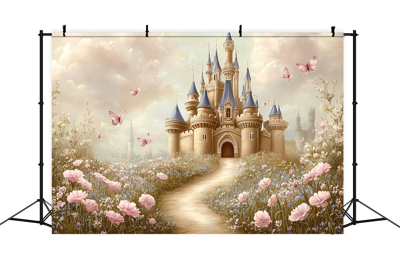 Castle Photo Backdrop Butterfly Fields Fairytale Backdrop UK CSH4-329
