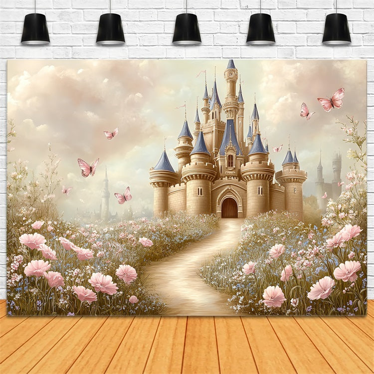Castle Photo Backdrop Butterfly Fields Fairytale Backdrop UK CSH4-329