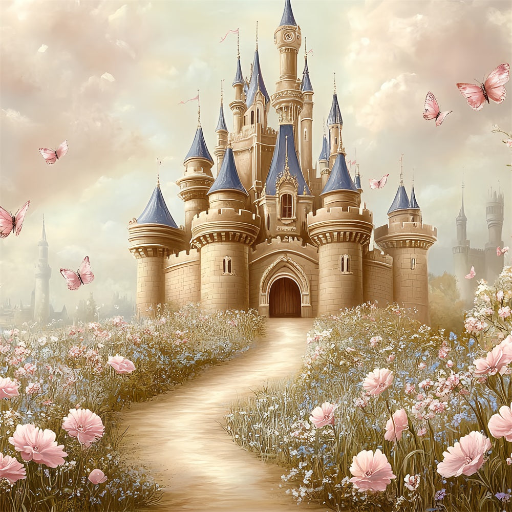 Castle Photo Backdrop Butterfly Fields Fairytale Backdrop UK CSH4-329